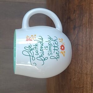 EUC Hallmark Inspirational Coffee Mug "Life with Friends" White/Green Coffee Cup
